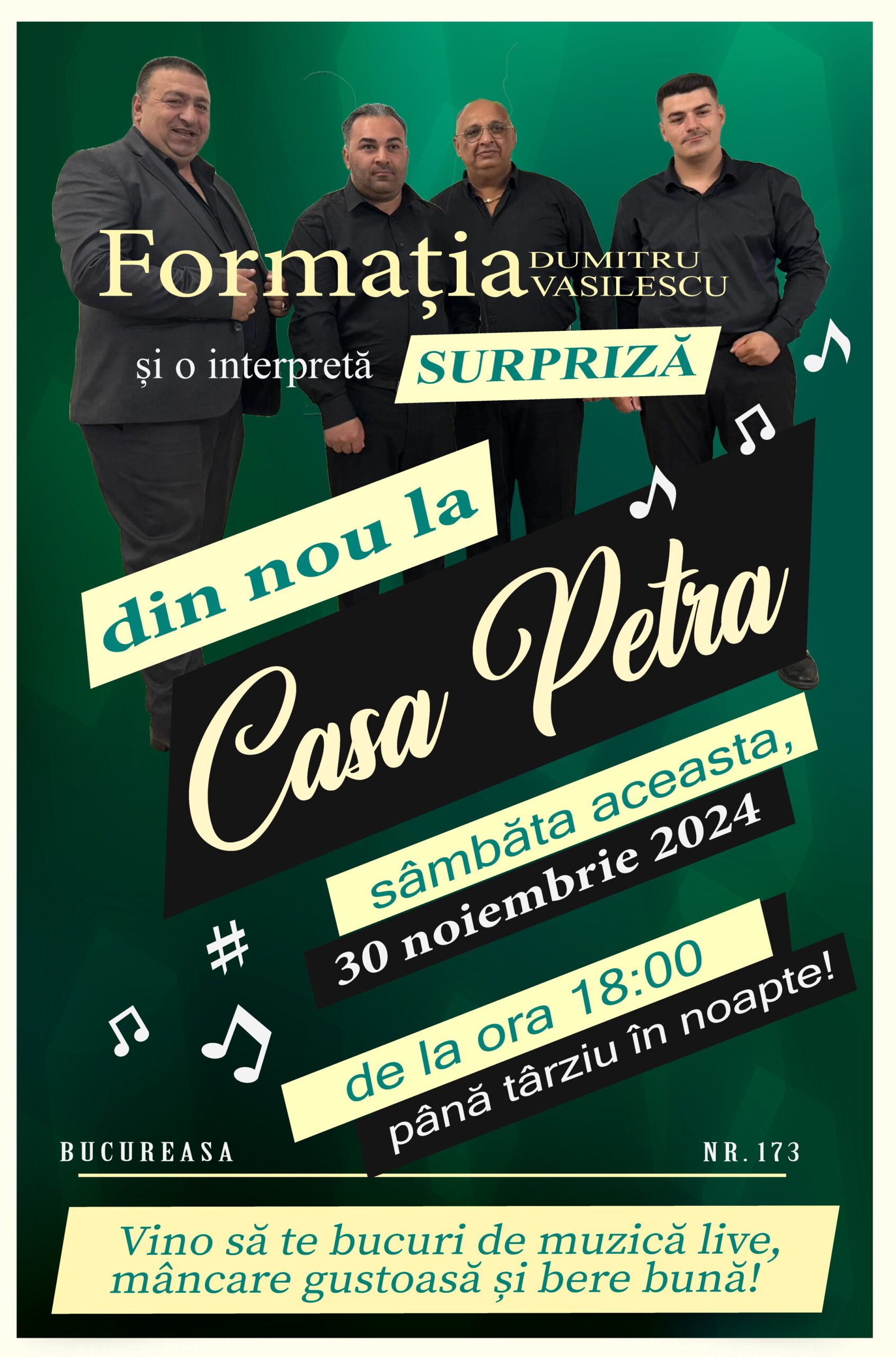 Ritmuri populare live și o invitată surpriză, sâmbătă, 30 noiembrie, la Casa Petra!