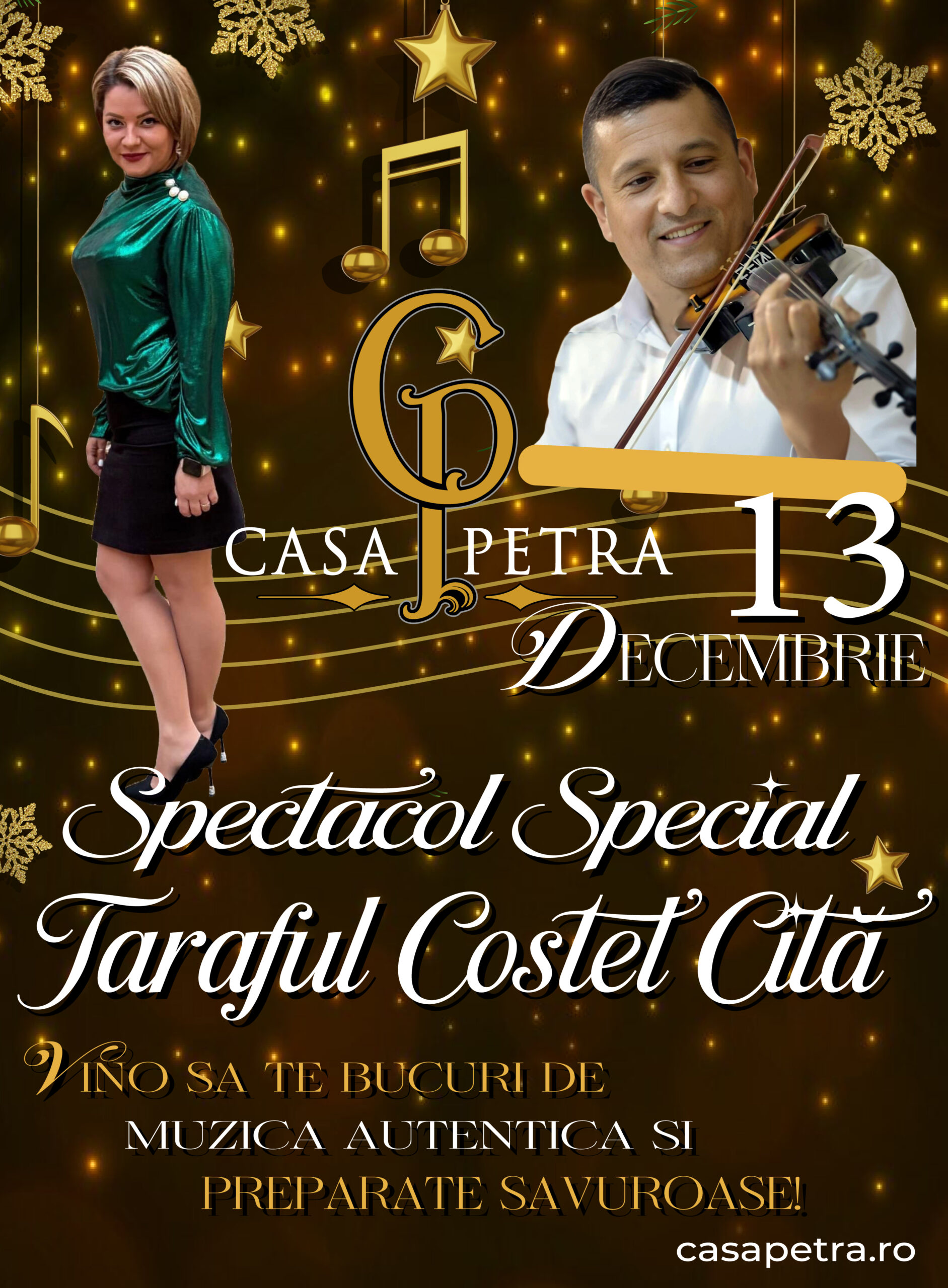 Pe 13 decembrie, vă așteptăm la o seară de muzică populară autentică, alături de Mădălina Gavrilă si Taraful Costel Cită