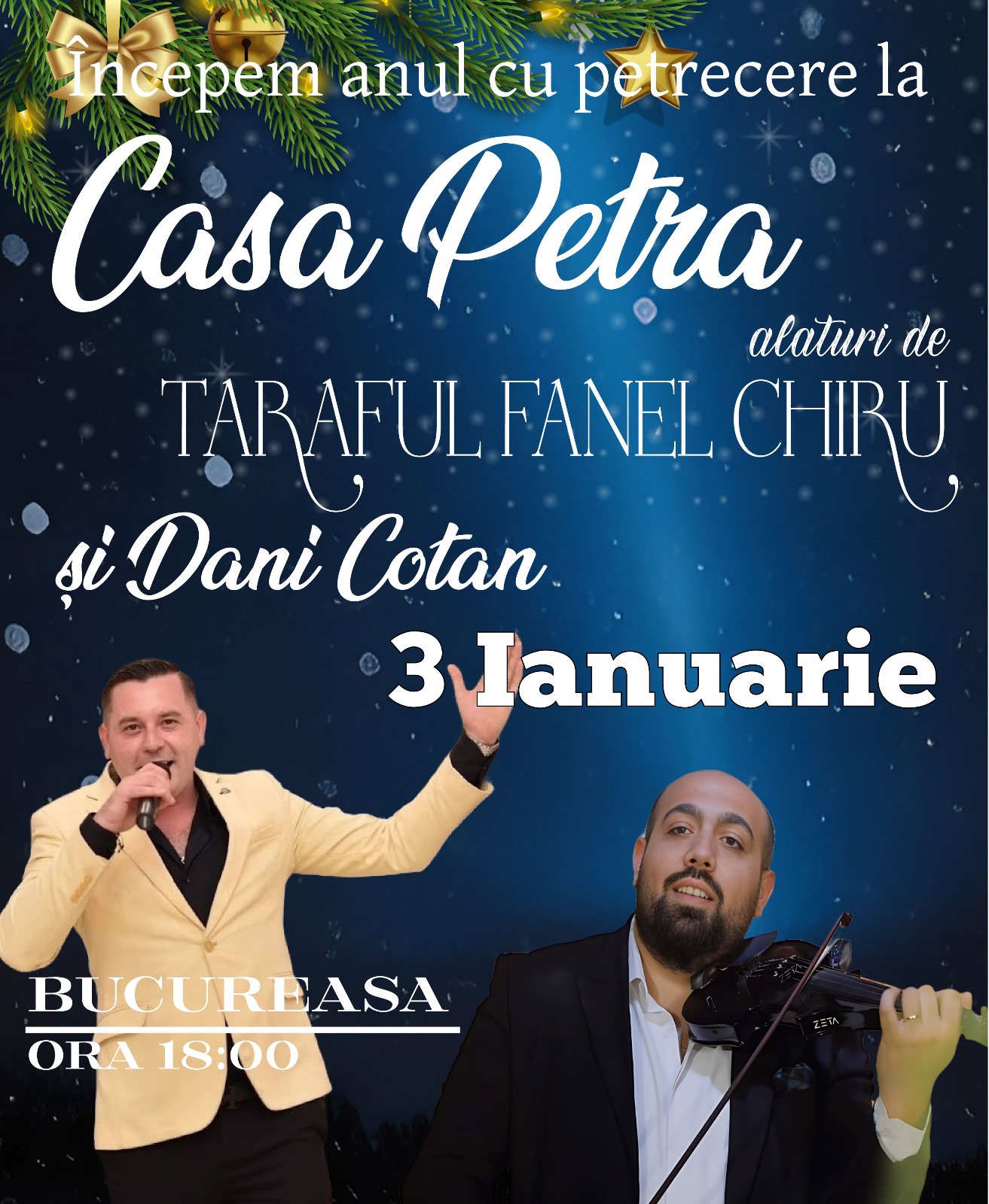 Petrecerea Anului Nou la Casa Petra – cu Taraful Fanel Chiru și Dani Cotan