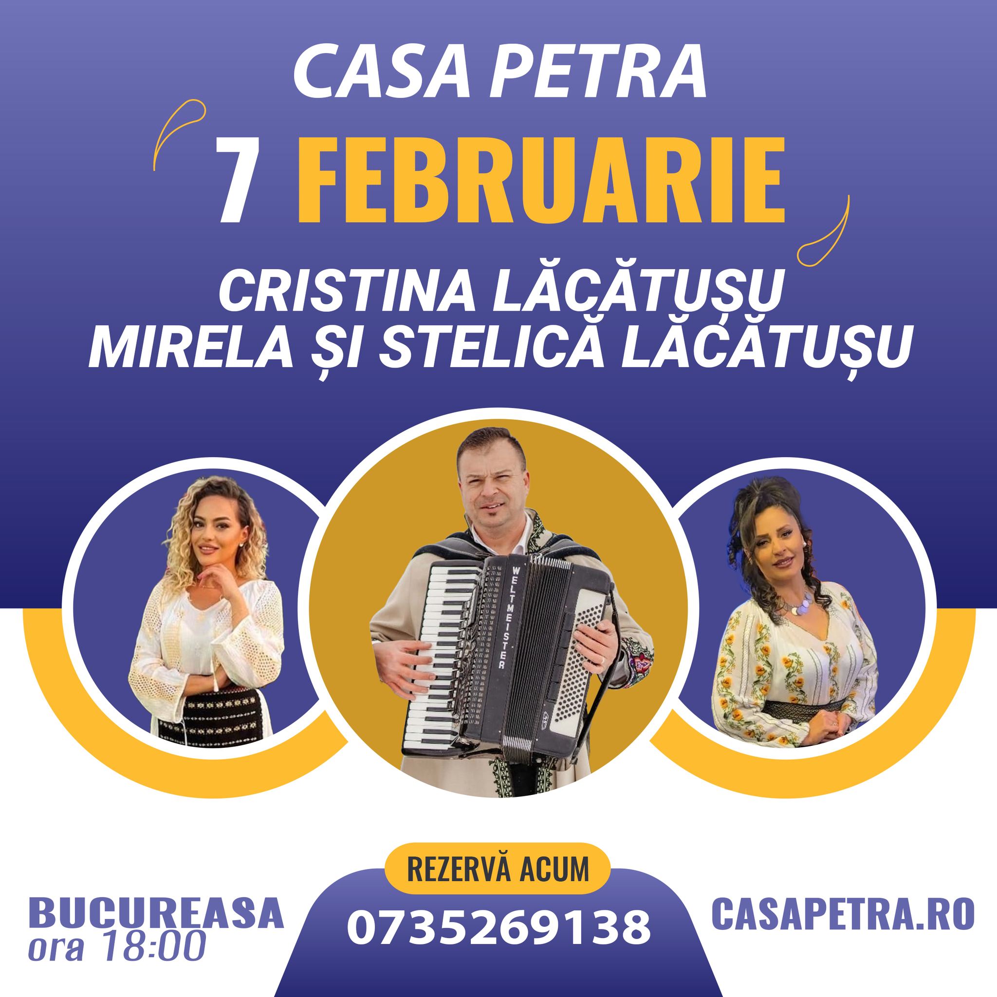 Voie bună cu Cristina Lăcătușu, precum și îndrăgiții Stelică și Mirela Lăcătușu, live la Casa Petra!