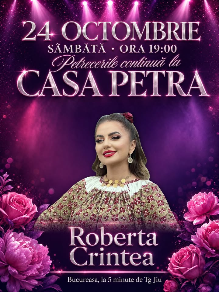 Petrecerile continuă la Casa Petra! Sâmbătă, 24 octombrie, de la ora 19:00, cântă Roberta