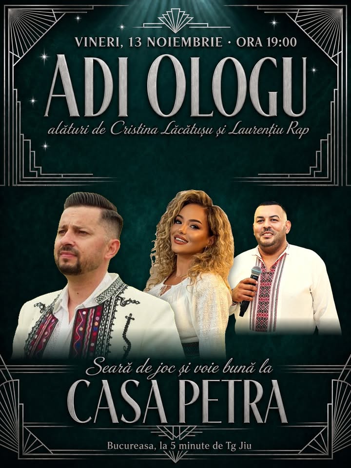 Vineri, 13 noiembrie, de la ora 19:00, seară de joc și voie bună la Casa Petra! Cântă Adi